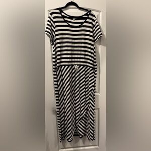 Talbots Black and White Striped Dress
